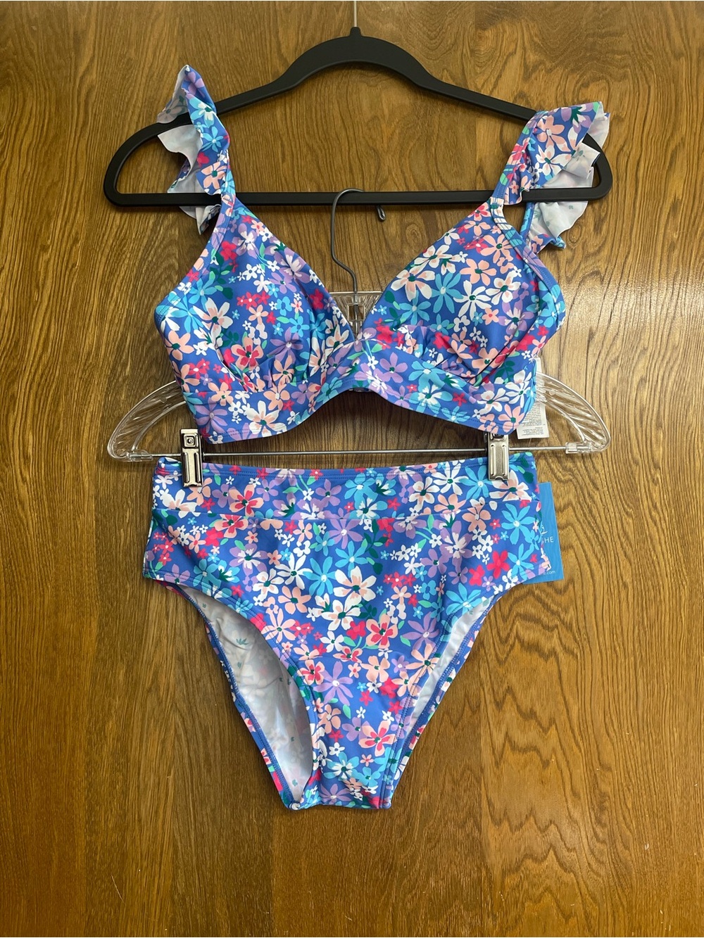 Small swimsuit Floral Ruffle Strap Two-Piece Bikini set ditsy
